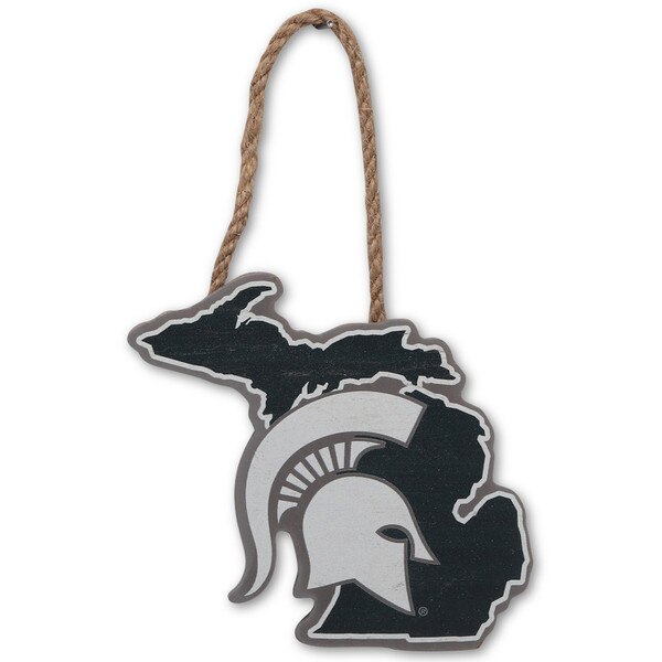 Michigan State University Logo Shaped Hanging Wood Wall Decor Open